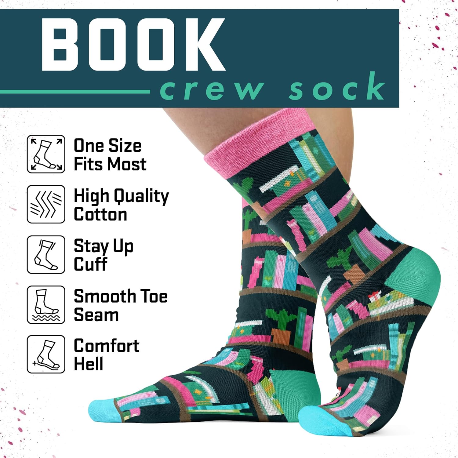 1775156402_743_Reading-Socks-for-Women-Book-Lover-Gift Reading Socks for Women - Book Lover Gift