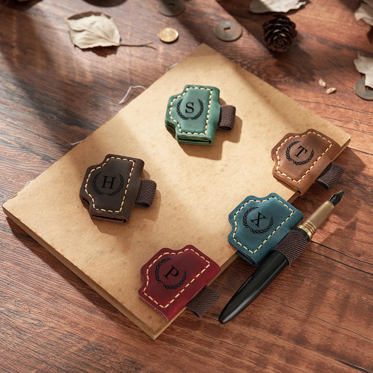 1775243203_7_Custom-Magnetic-Leather-Bookmark-with-Pen-Holder Custom Magnetic Leather Bookmark with Pen Holder